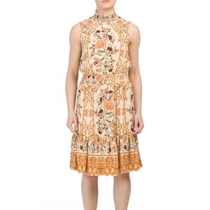 SL Print Smocked Neck W Smocked Wasit